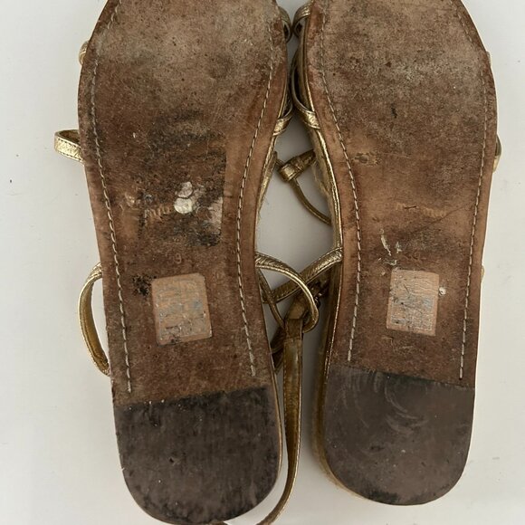 Miu Miu Flat Espadrilles Slingback with Golden Leather Straps – Size 8.5 - Picture 4 of 4